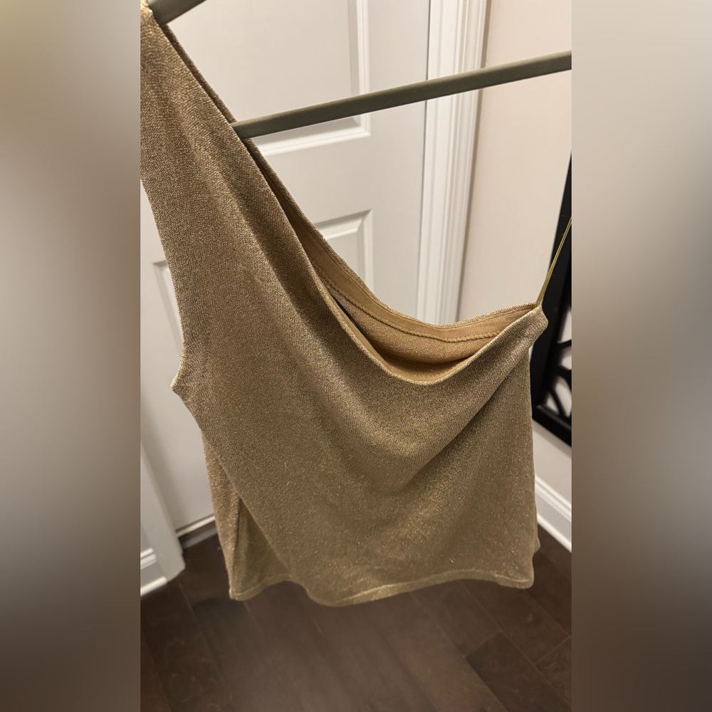 Ralph Lauren Gold One-Shoulder Top
